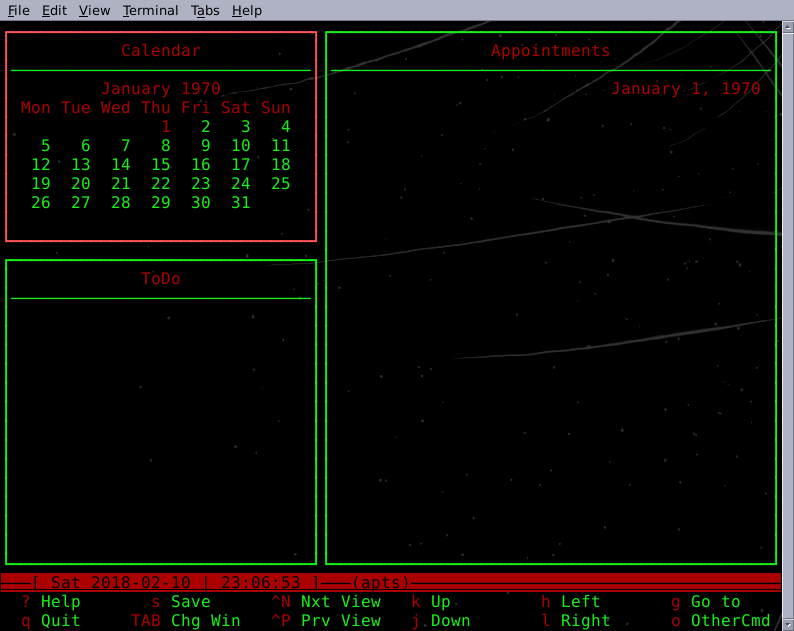 calcurse command terminal calendar with unix time