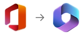 two microsoft logos indicate change from red circle to blue square styles